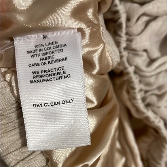 Nonchalant Cream Linen Crew Neck Crop Top - Picture 3 of 5